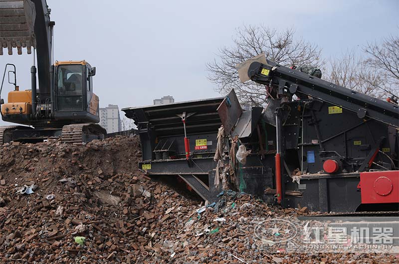 履带液压岩石破碎机用于建筑垃圾再生处理